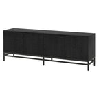 Meuble TV 178 cm pour TV jusqu'à 78", Aulne Blanc / Grain Noir / Blanc, Porte Cannelée