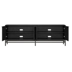 Meuble TV 178 cm pour TV jusqu'à 78", Aulne Blanc / Grain Noir / Blanc, Porte Cannelée