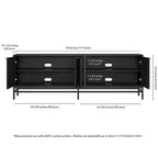 Meuble TV 178 cm pour TV jusqu'à 78", Aulne Blanc / Grain Noir / Blanc, Porte Cannelée