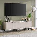 Meuble TV 178 cm pour TV jusqu'à 78", Aulne Blanc / Grain Noir / Blanc, Porte Cannelée
