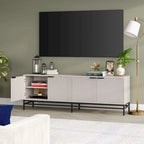Meuble TV 178 cm pour TV jusqu'à 78", Aulne Blanc / Grain Noir / Blanc, Porte Cannelée