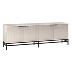 Meuble TV 178 cm pour TV jusqu'à 78", Aulne Blanc / Grain Noir / Blanc, Porte Cannelée