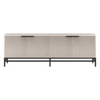Meuble TV 178 cm pour TV jusqu'à 78", Aulne Blanc / Grain Noir / Blanc, Porte Cannelée