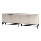 Meuble TV 178 cm pour TV jusqu'à 78", Aulne Blanc / Grain Noir / Blanc, Porte Cannelée