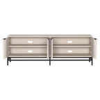 Meuble TV 178 cm pour TV jusqu'à 78", Aulne Blanc / Grain Noir / Blanc, Porte Cannelée