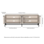 Meuble TV 178 cm pour TV jusqu'à 78", Aulne Blanc / Grain Noir / Blanc, Porte Cannelée