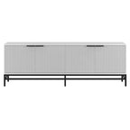 Meuble TV 178 cm pour TV jusqu'à 78", Aulne Blanc / Grain Noir / Blanc, Porte Cannelée