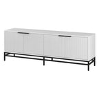 Meuble TV 178 cm pour TV jusqu'à 78", Aulne Blanc / Grain Noir / Blanc, Porte Cannelée