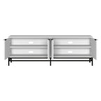 Meuble TV 178 cm pour TV jusqu'à 78", Aulne Blanc / Grain Noir / Blanc, Porte Cannelée
