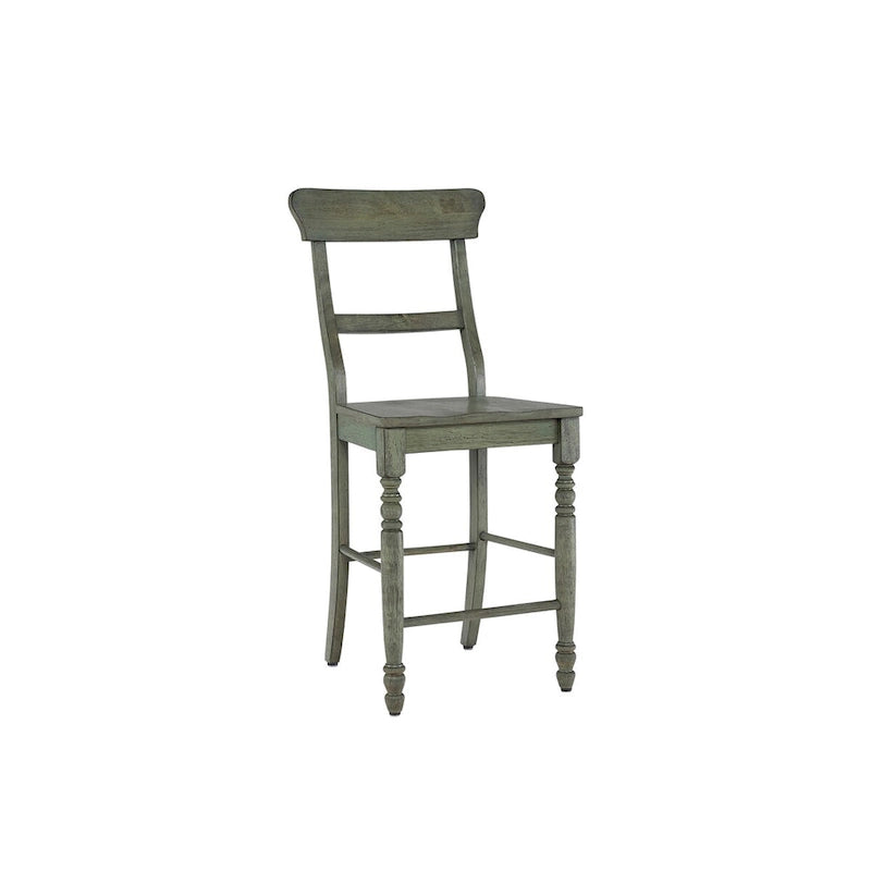 Chaises de comptoir à dossier échelle antiques, lot de 2