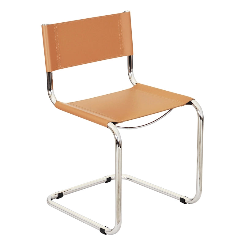 Chaise cantilever – Piétement chromé, cuir reconstitué, 1 personne