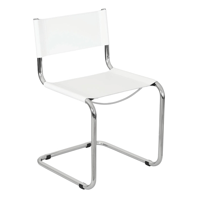 Chaise cantilever – Piétement chromé, cuir reconstitué, 1 personne