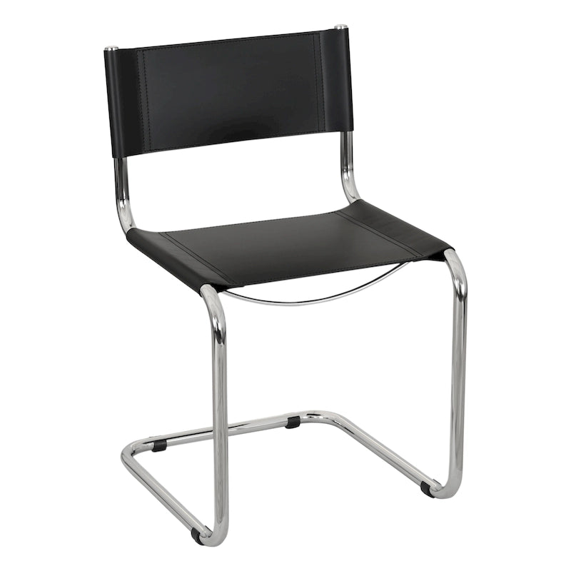 Chaise cantilever – Piétement chromé, cuir reconstitué, 1 personne
