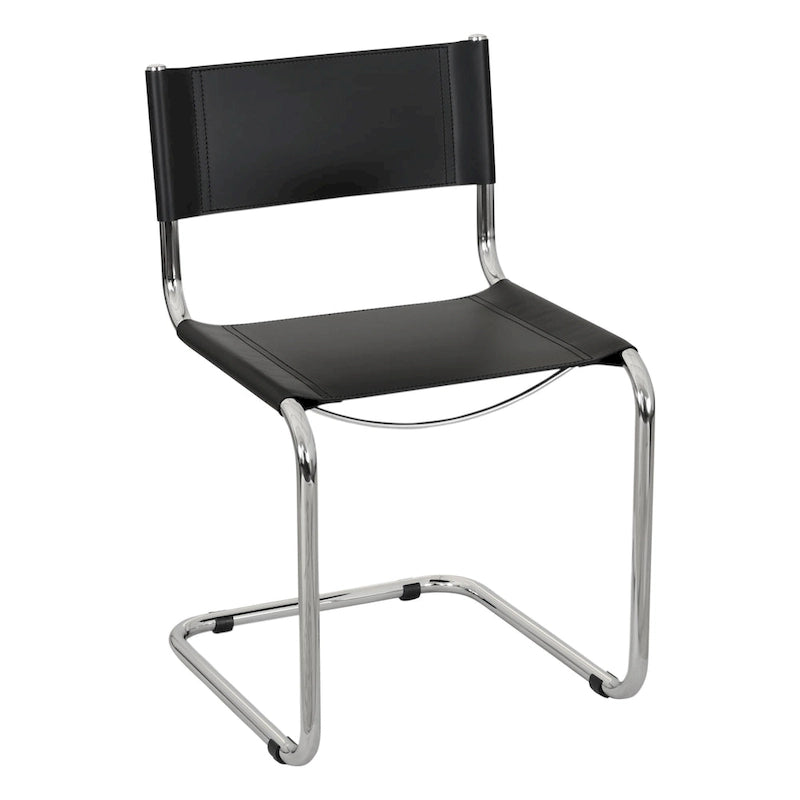 Chaise cantilever – Piétement chromé, cuir reconstitué, 1 personne