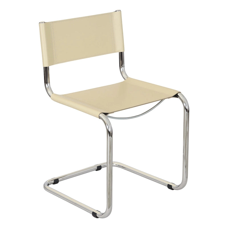 Chaise cantilever – Piétement chromé, cuir reconstitué, 1 personne