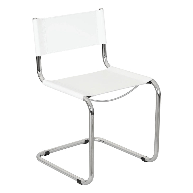Chaise cantilever – Piétement chromé, cuir reconstitué, 1 personne