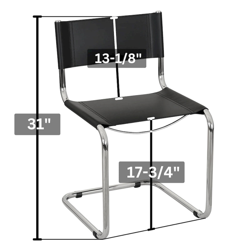 Chaise cantilever – Piétement chromé, cuir reconstitué, 1 personne