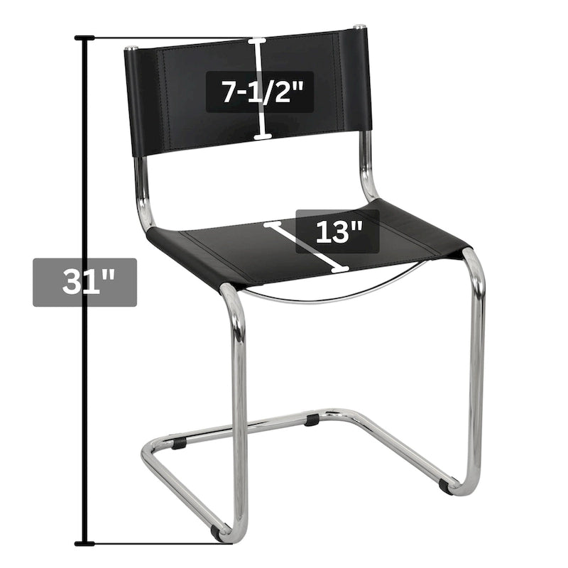 Chaise cantilever – Piétement chromé, cuir reconstitué, 1 personne