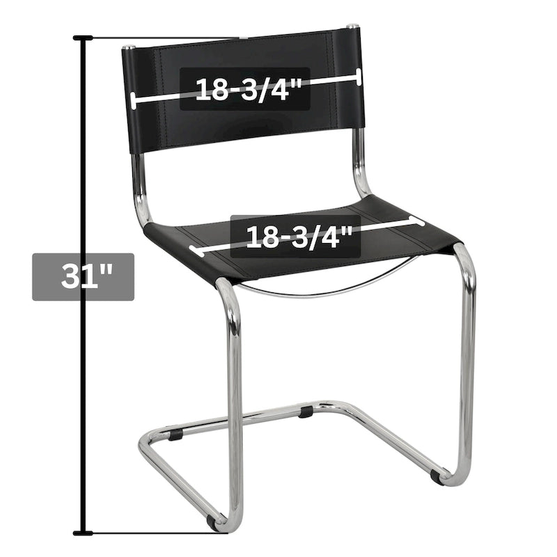 Chaise cantilever – Piétement chromé, cuir reconstitué, 1 personne