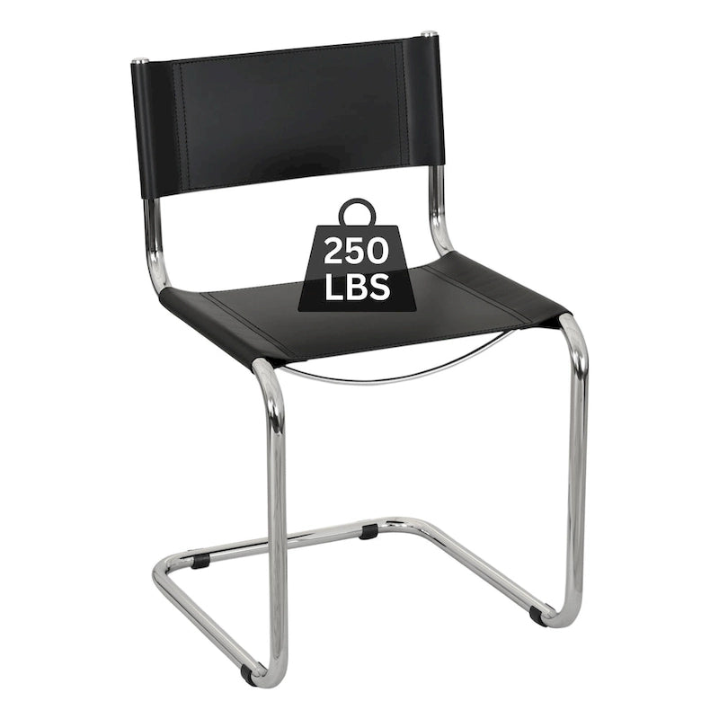 Chaise cantilever – Piétement chromé, cuir reconstitué, 1 personne