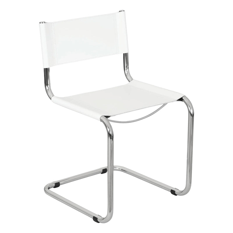 Chaise cantilever – Piétement chromé, cuir reconstitué, 1 personne