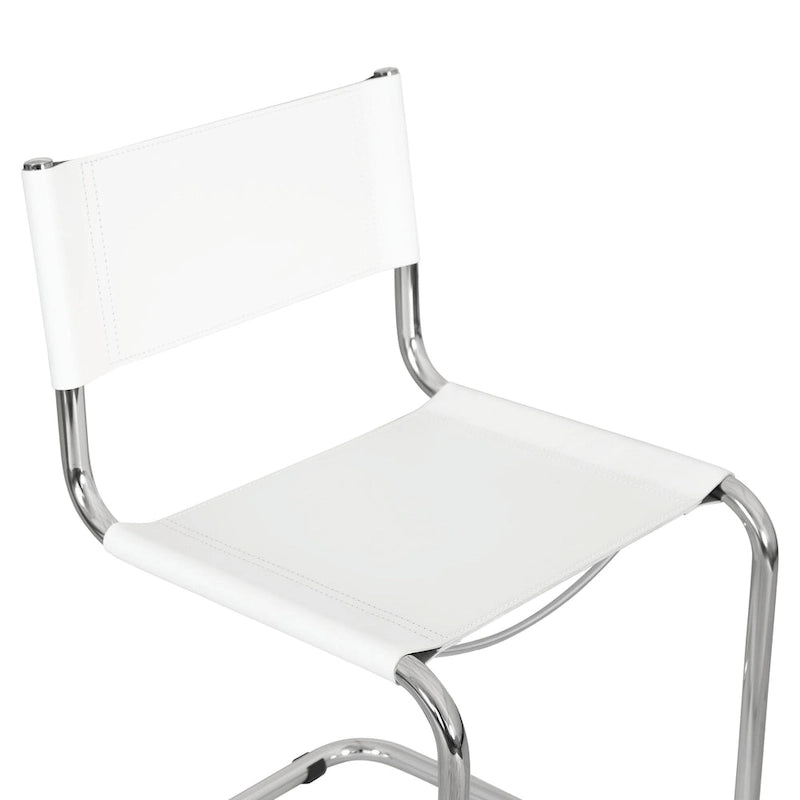Chaise cantilever – Piétement chromé, cuir reconstitué, 1 personne