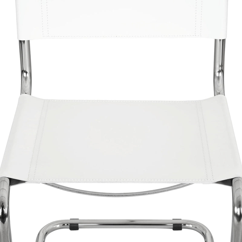 Chaise cantilever – Piétement chromé, cuir reconstitué, 1 personne