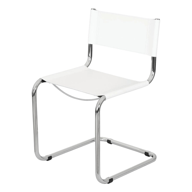 Chaise cantilever – Piétement chromé, cuir reconstitué, 1 personne