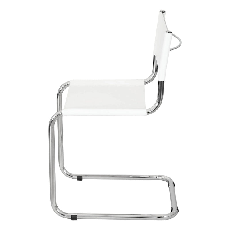 Chaise cantilever – Piétement chromé, cuir reconstitué, 1 personne