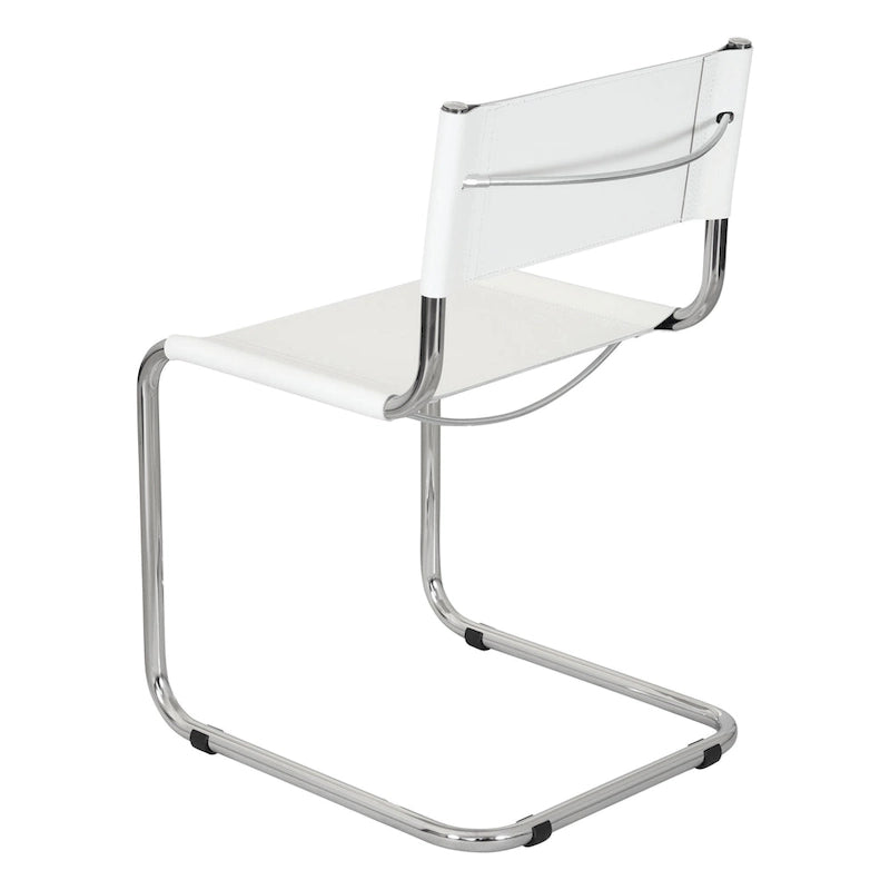 Chaise cantilever – Piétement chromé, cuir reconstitué, 1 personne