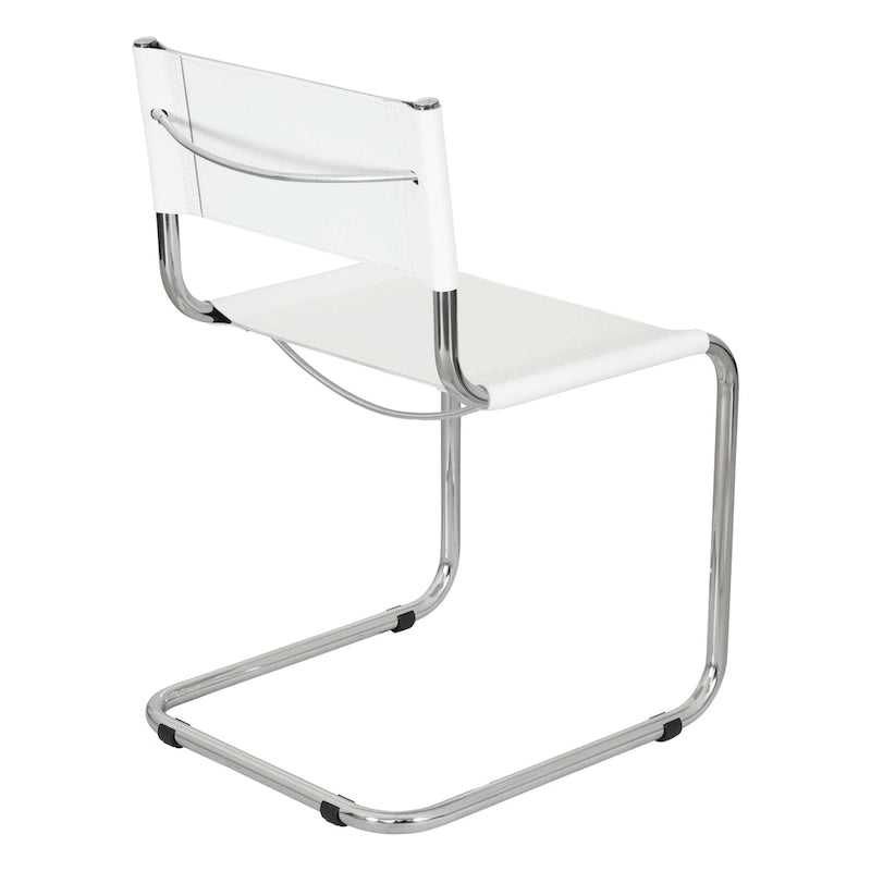 Chaise cantilever – Piétement chromé, cuir reconstitué, 1 personne