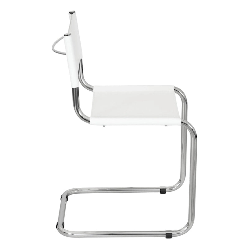 Chaise cantilever – Piétement chromé, cuir reconstitué, 1 personne