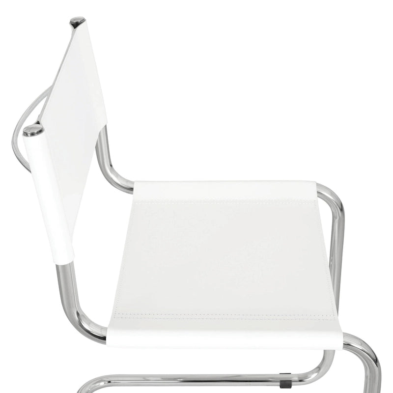 Chaise cantilever – Piétement chromé, cuir reconstitué, 1 personne