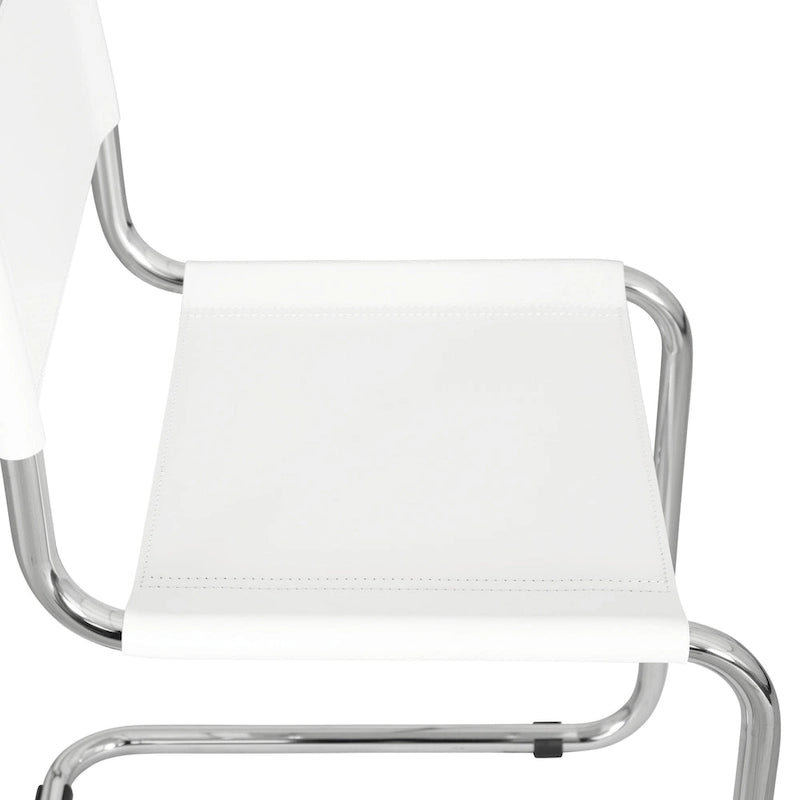 Chaise cantilever – Piétement chromé, cuir reconstitué, 1 personne
