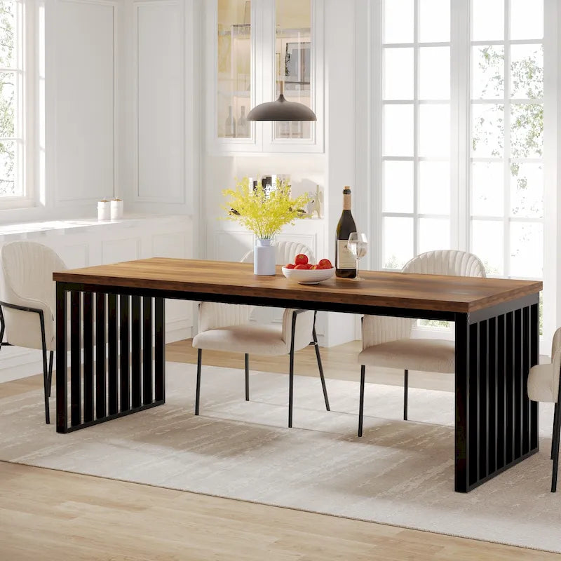 Table de salle à manger Chêne et Noir pour 6-8 Personnes