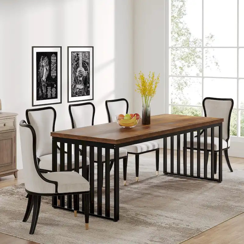 Table de salle à manger Chêne et Noir pour 6-8 Personnes