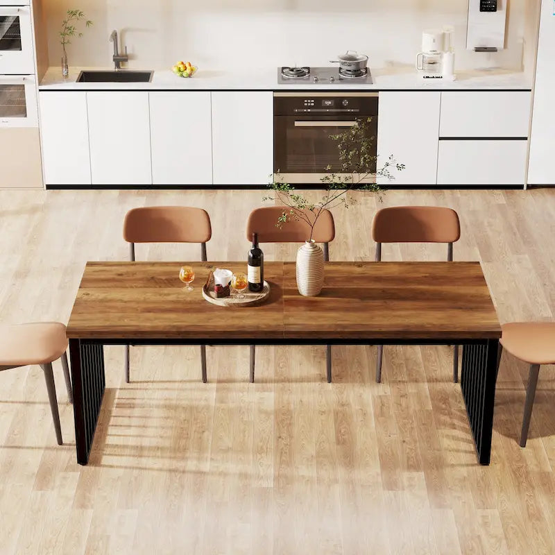 Table de salle à manger Chêne et Noir pour 6-8 Personnes