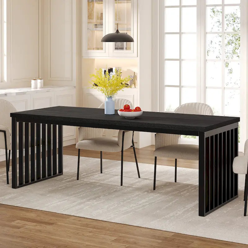 Table de salle à manger Chêne et Noir pour 6-8 Personnes