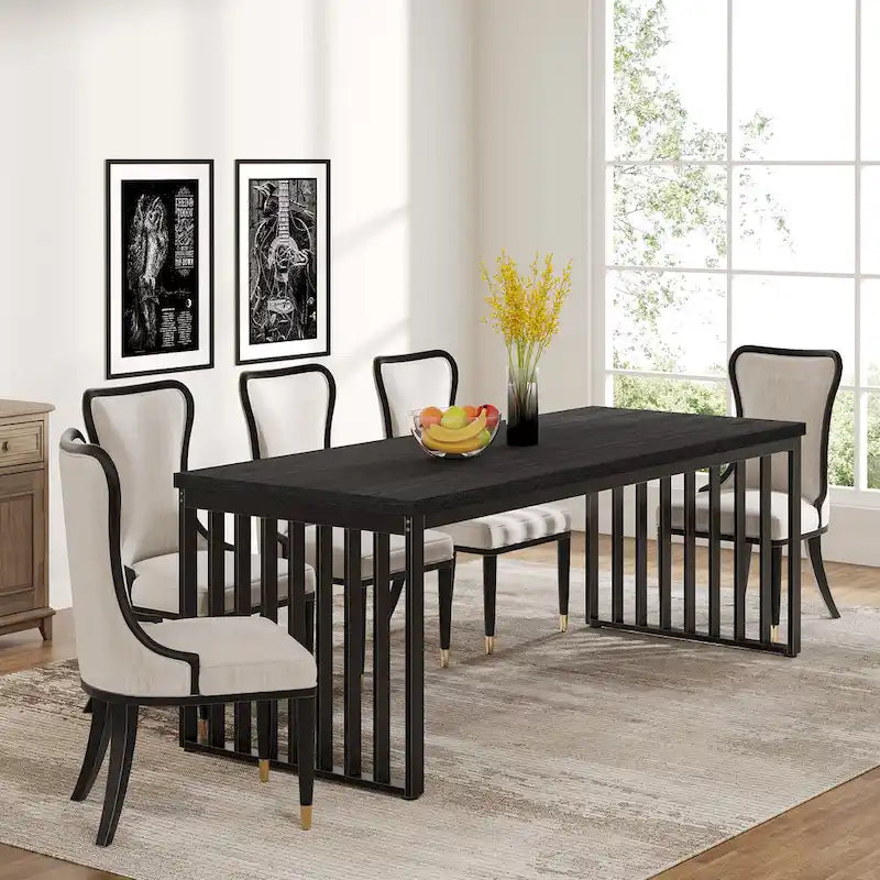 Table de salle à manger Chêne et Noir pour 6-8 Personnes