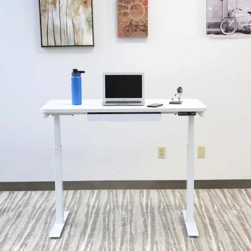 Bureau électrique assis-debout blanc / graphite / noyer / noir, une personne, 122 cm L