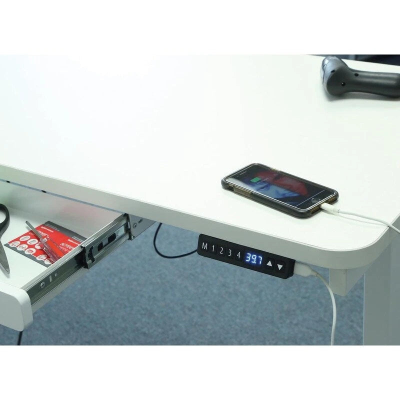 Bureau électrique assis-debout blanc / graphite / noyer / noir, une personne, 122 cm L