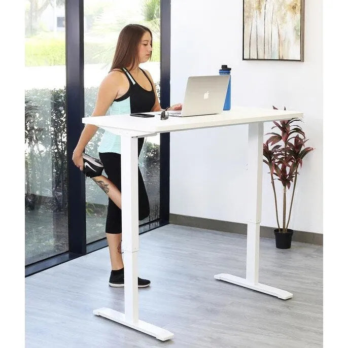 Bureau électrique assis-debout blanc / graphite / noyer / noir, une personne, 122 cm L