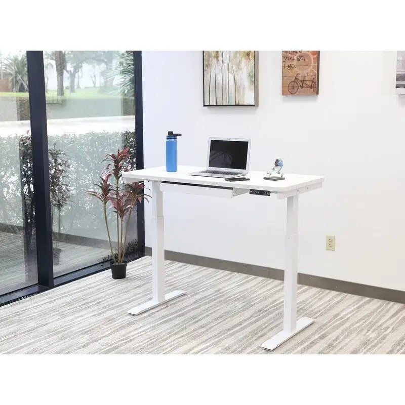 Bureau électrique assis-debout blanc / graphite / noyer / noir, une personne, 122 cm L
