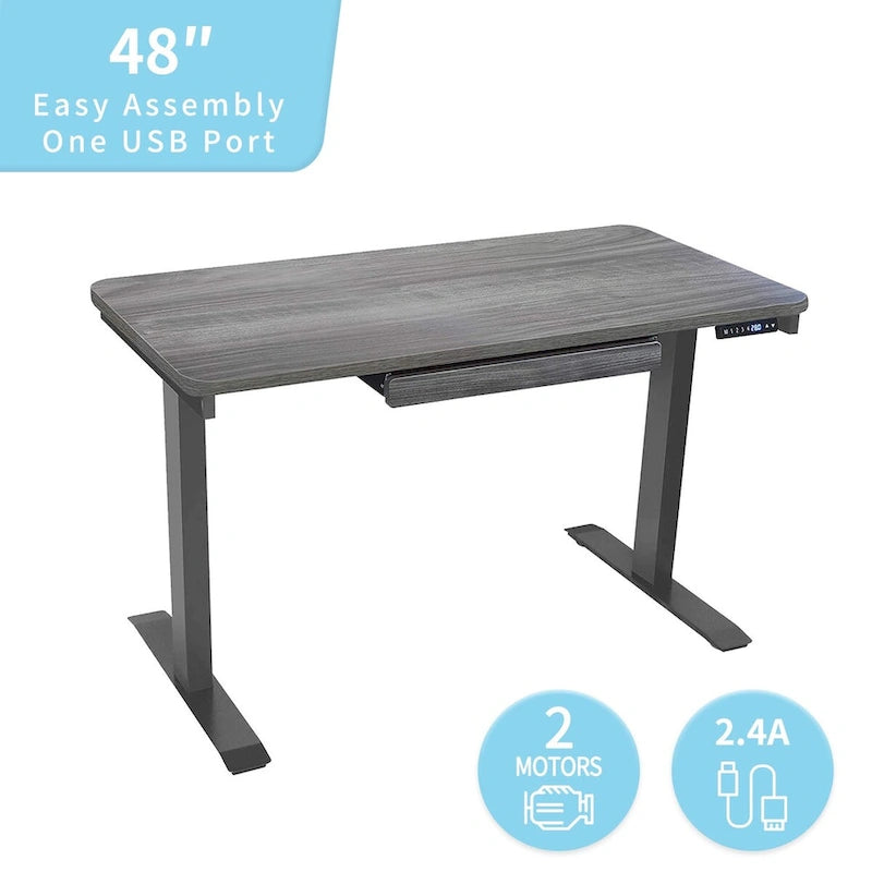Bureau électrique assis-debout blanc / graphite / noyer / noir, une personne, 122 cm L