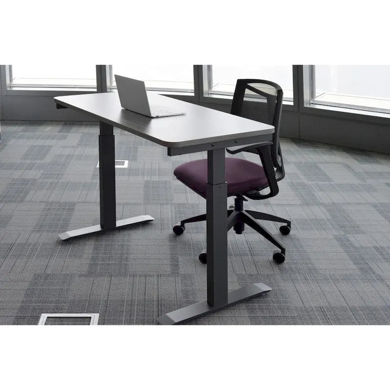 Bureau électrique assis-debout blanc / graphite / noyer / noir, une personne, 122 cm L