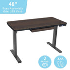 Bureau électrique assis-debout blanc / graphite / noyer / noir, une personne, 122 cm L