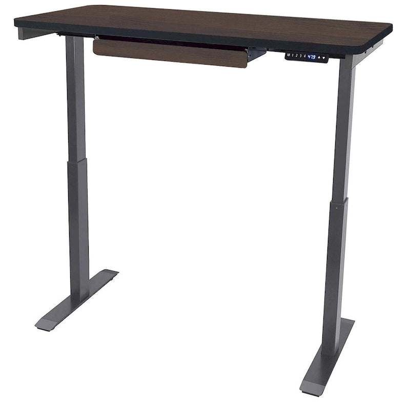 Bureau électrique assis-debout blanc / graphite / noyer / noir, une personne, 122 cm L