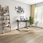 Bureau électrique assis-debout blanc / graphite / noyer / noir, une personne, 122 cm L