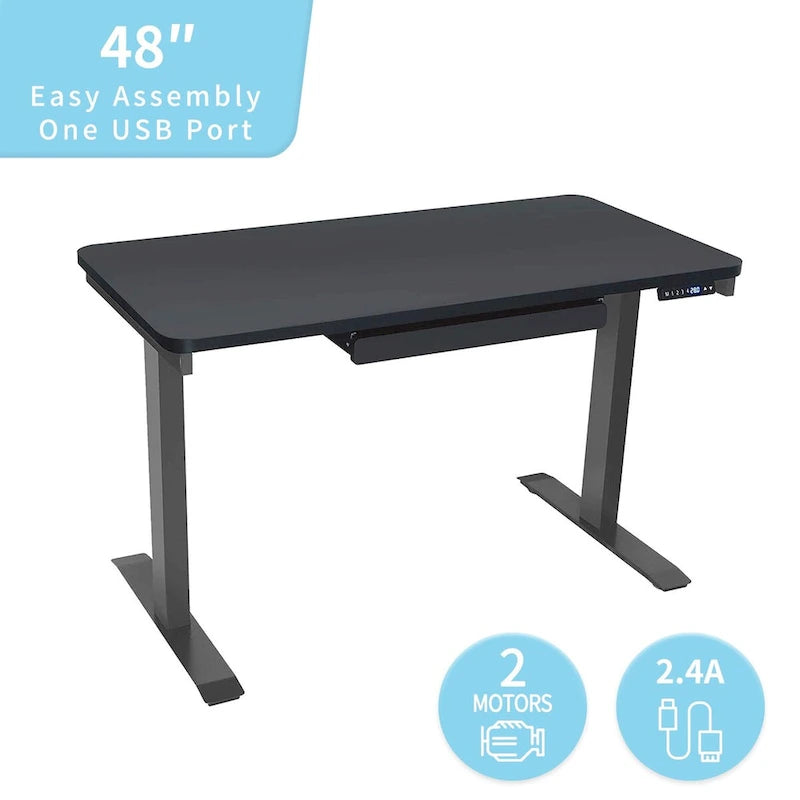 Bureau électrique assis-debout blanc / graphite / noyer / noir, une personne, 122 cm L