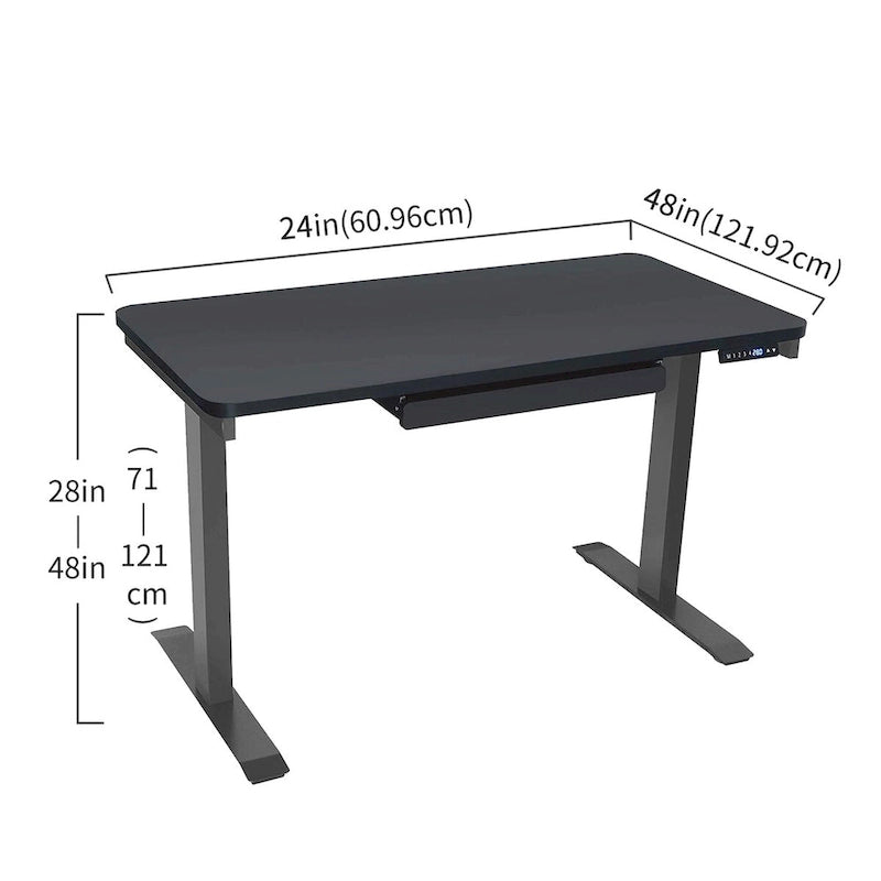 Bureau électrique assis-debout blanc / graphite / noyer / noir, une personne, 122 cm L